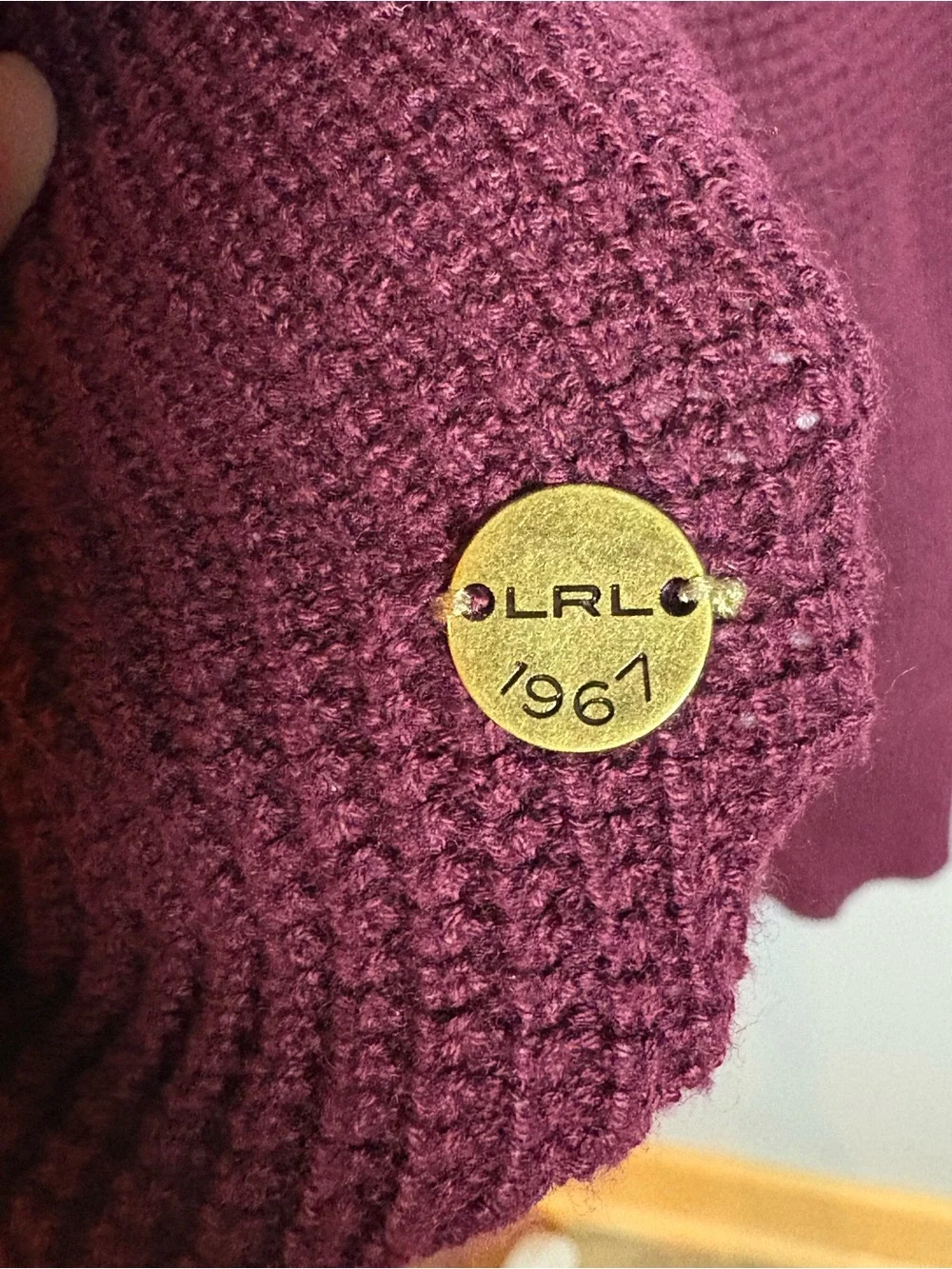 Ralph Lauren LRL XL Burgundy Waffle Knit Cowl Neck Sweater